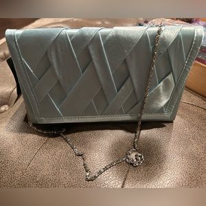 NWT Shiny Aqua Color Clutch with Chain for Shoulder Bag